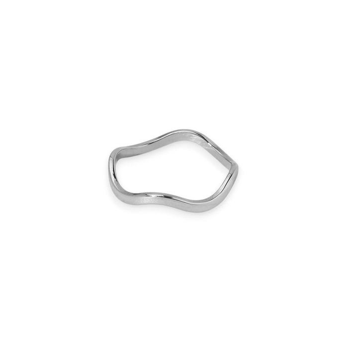 White Leaf Wave Band Ring Sterling Silver