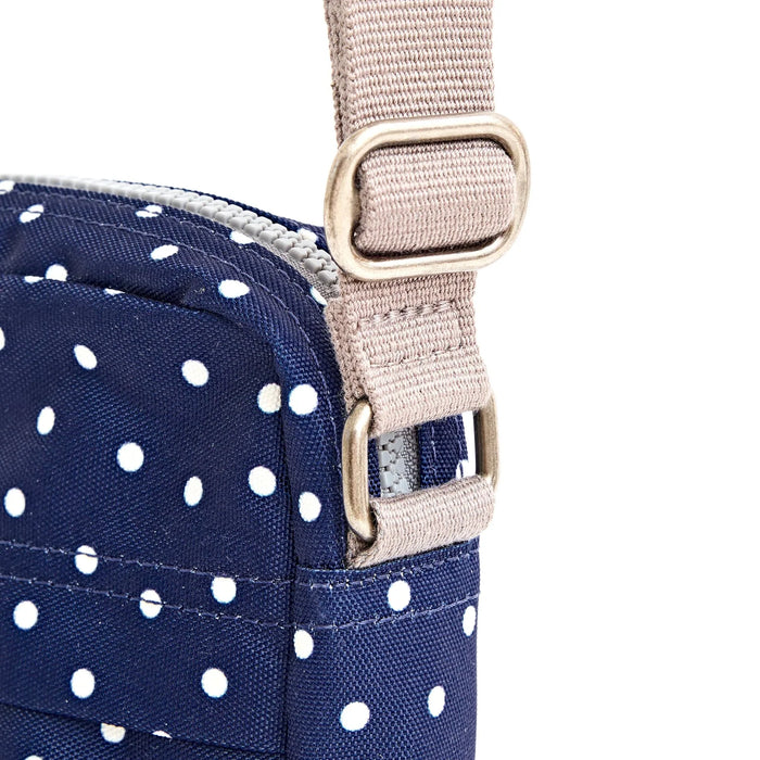 ROKA Bond Pocket Crossbody Bag in Navy Polka Dot