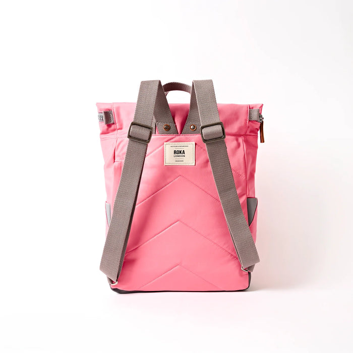 ROKA Bags Canfield Roll Top Backpack in Pink Lemonade Nylon Small