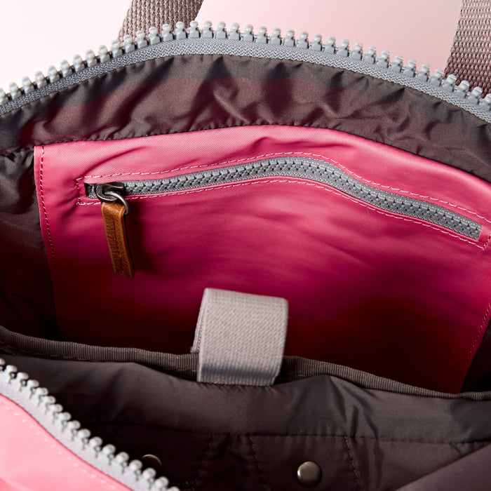 ROKA Bags Canfield Roll Top Backpack in Pink Lemonade Nylon Small