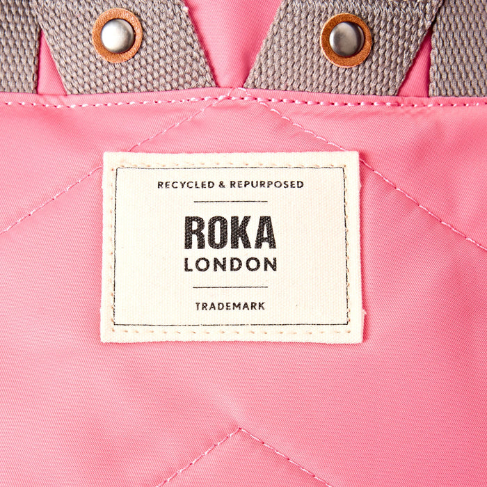 ROKA Bags Canfield Roll Top Backpack in Pink Lemonade Nylon Small