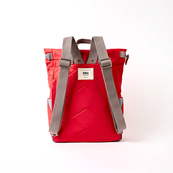 ROKA Bags Canfield Roll Top Backpack in Scarlet Nylon Medium