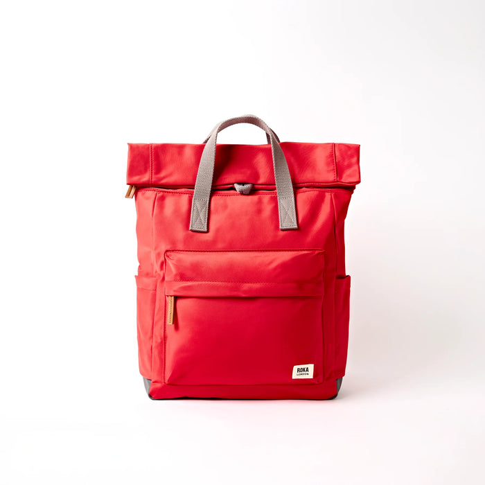 ROKA Bags Canfield Roll Top Backpack in Scarlet Nylon Medium