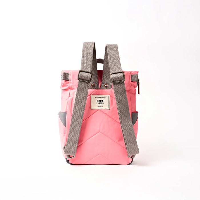 ROKA Bags Canfield Roll Top Backpack in Pink Lemonade Nylon Small
