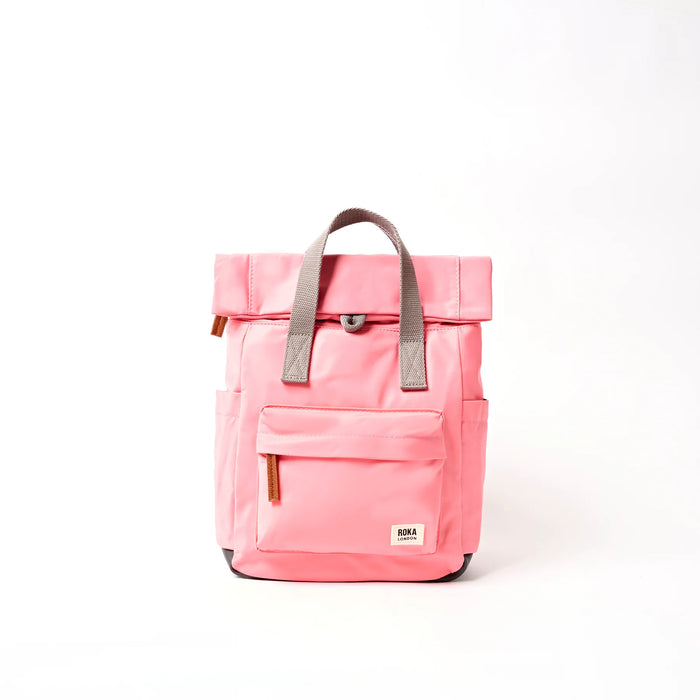 ROKA Bags Canfield Roll Top Backpack in Pink Lemonade Nylon Small