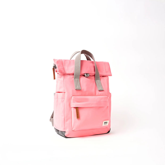ROKA Bags Canfield Roll Top Backpack in Pink Lemonade Nylon Small