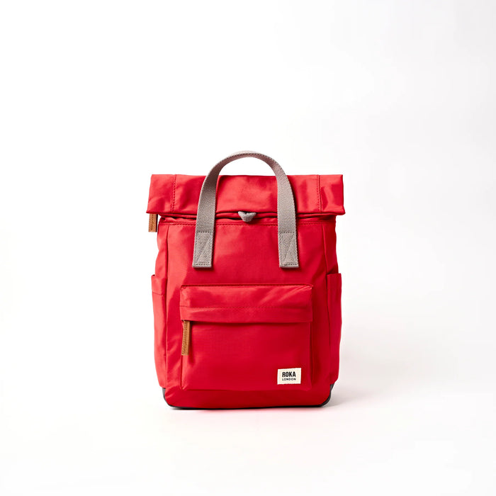 ROKA Bags Canfield Roll Top Backpack in Scarlet Nylon Medium