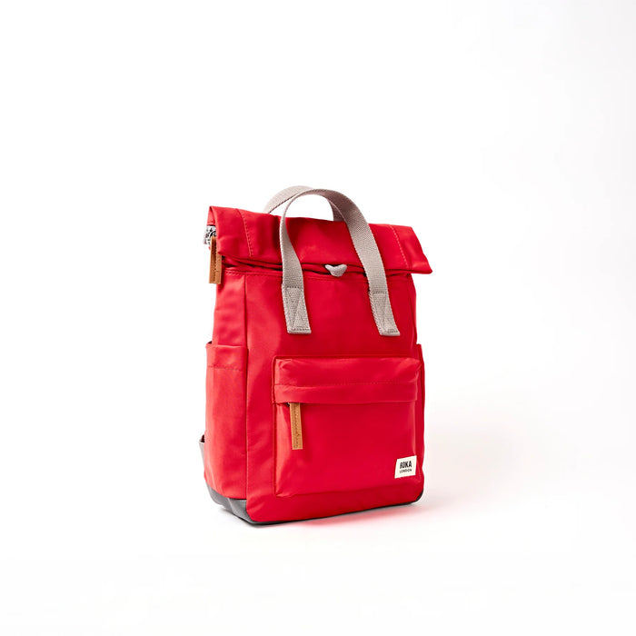 ROKA Bags Canfield Roll Top Backpack in Scarlet Nylon Medium