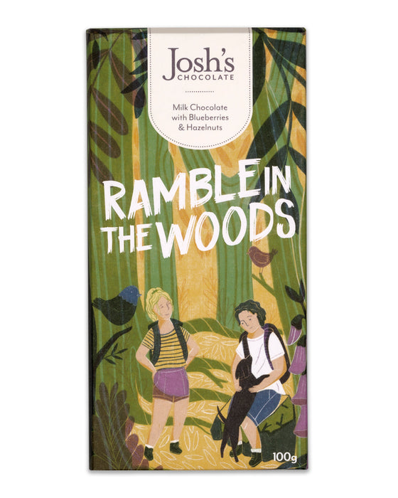 Josh's Chocolate Ramble In The Woods Blueberry & Hazelnut Milk Chocolate Bar