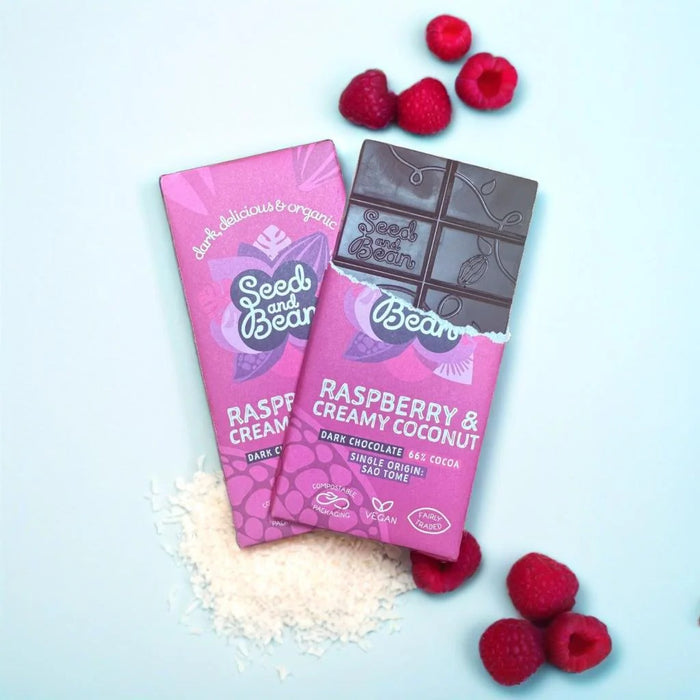 Seed & Bean Coconut & Raspberry Dark Chocolate Bar