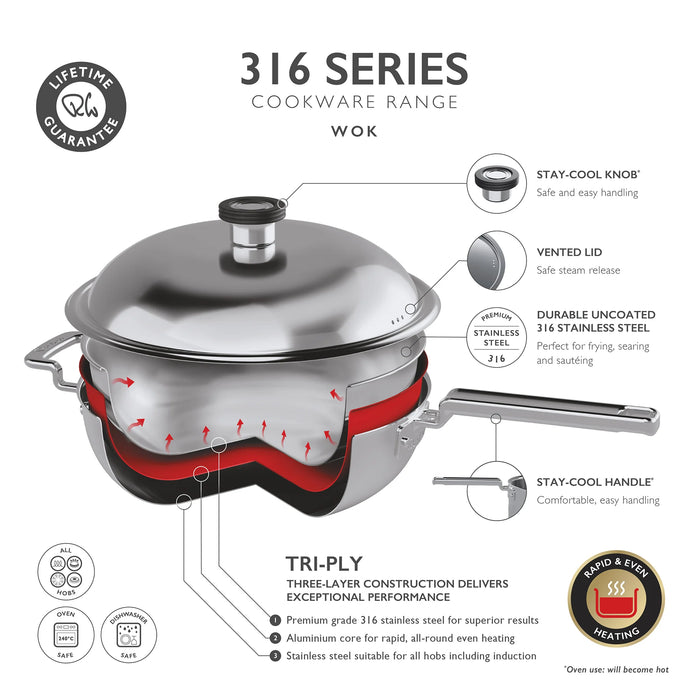 Robert Welch Wok With Lid 22cm