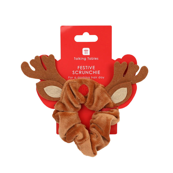 Talking Tables Brown Reindeer Hair Scrunchie