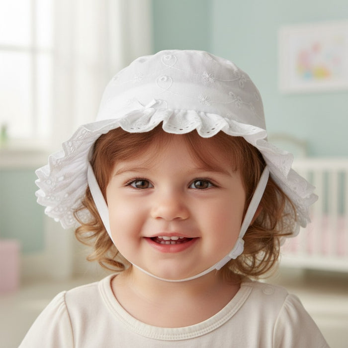 My Little Chick White Broderie Anglaise Summer Hat