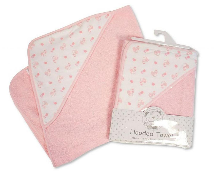 Snuggle Baby Swan Hooded Towel Pink and White