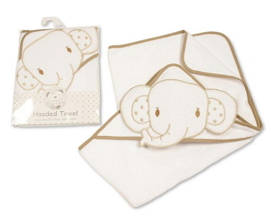 Snuggle Baby Elephant Hooded Towel White and Taupe
