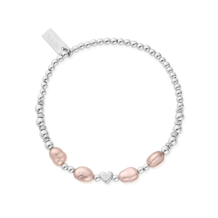Chlobo With Love Pink Pearl Silver Bracelet