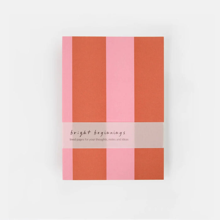 Caroline Gardner Orange & Pink Stripe A5 Softback Notebook
