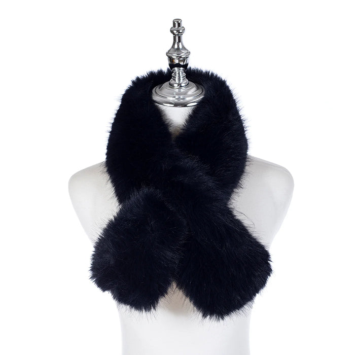 Park Lane Faux Fur Scarf In Navy