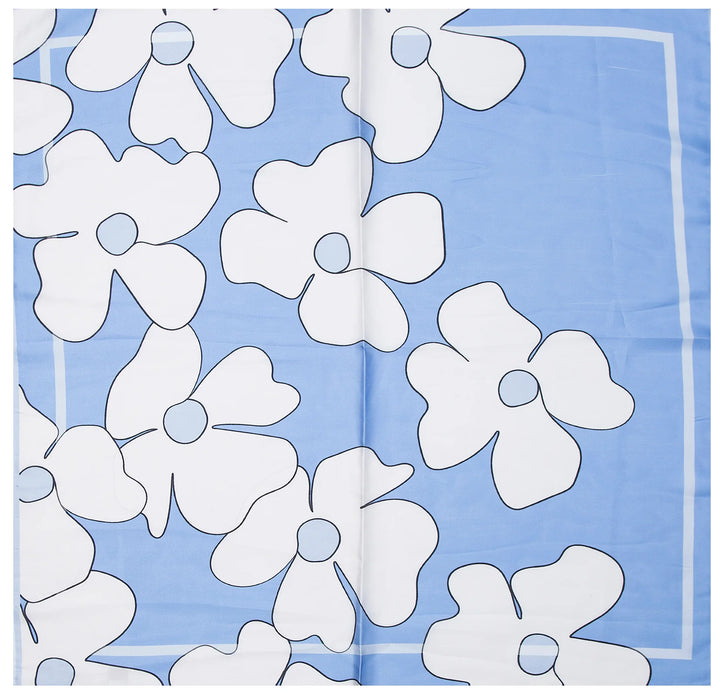Park Lane Blue Scarf - White Flowers