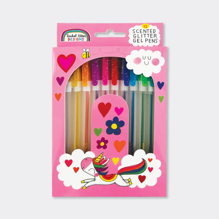 Rachel Ellen Scented Glitter Gel Pens - Unicorn & Rainbow