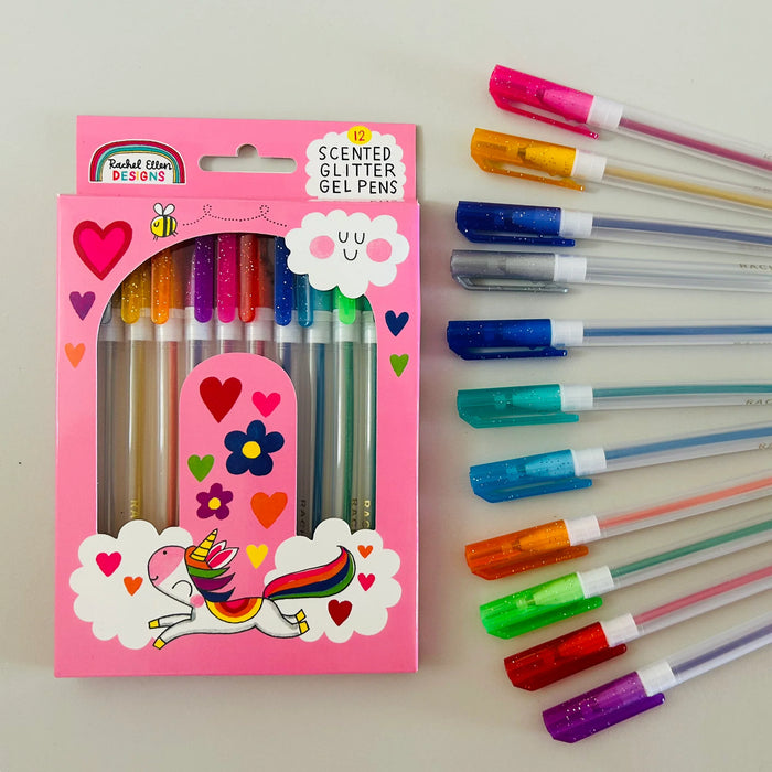 Rachel Ellen Scented Glitter Gel Pens - Unicorn & Rainbow