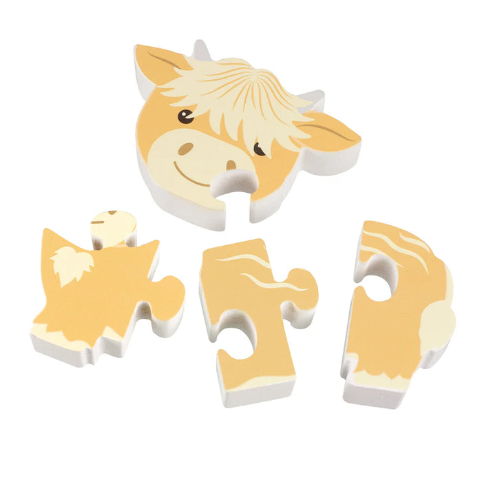 Orange Tree Highland Cow Wooden Puzzle