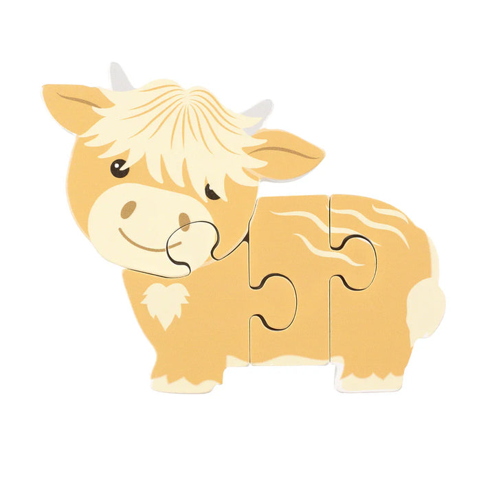 Orange Tree Highland Cow Wooden Puzzle