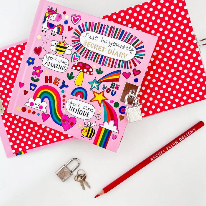 Rachel Ellen Lockable Secret Diary Unicorns, Rainbows & Bees
