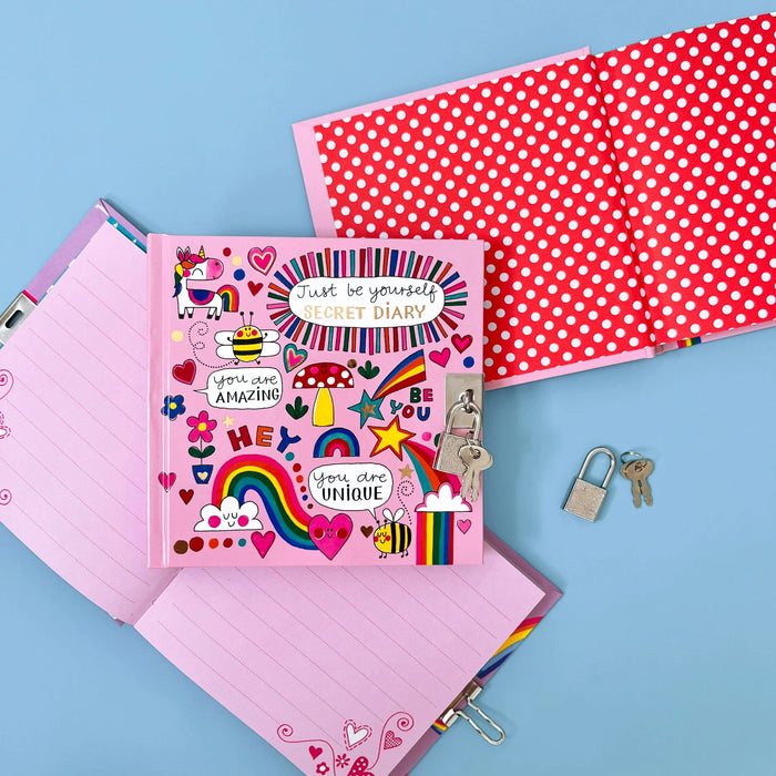 Rachel Ellen Lockable Secret Diary Unicorns, Rainbows & Bees
