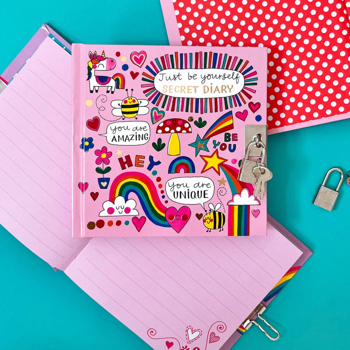 Rachel Ellen Lockable Secret Diary Unicorns, Rainbows & Bees