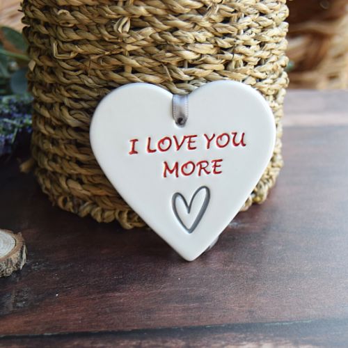 Broadlands Pottery Ceramic Hanging Heart - I Love you More