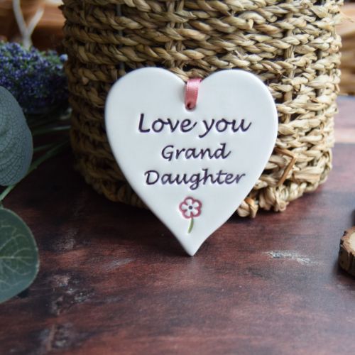 Broadlands Pottery Ceramic Hanging Heart - Granddaughter