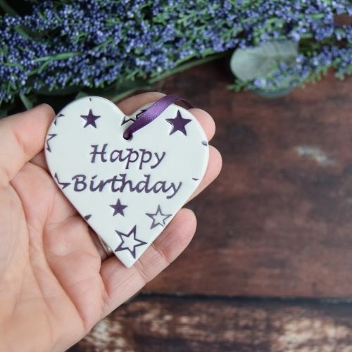 Broandlands Pottery Ceramic Heart Happy Birthday