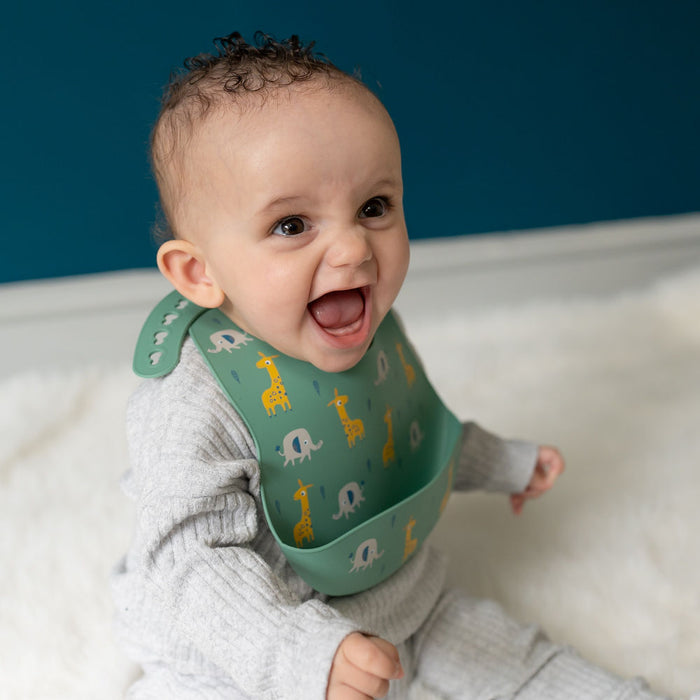 Ziggle Catch It Silicone Bib Giraffe and Elephant