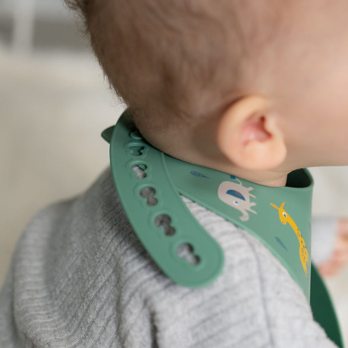Ziggle Catch It Silicone Bib Giraffe and Elephant
