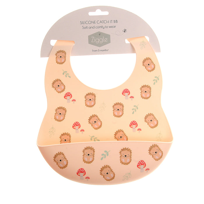 Ziggle Catch It Silicone Bib Hedgehog
