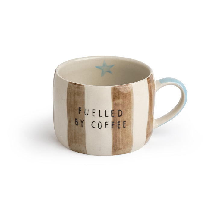Belly Button Fueled By Coffee Stripe Stoneware Mug