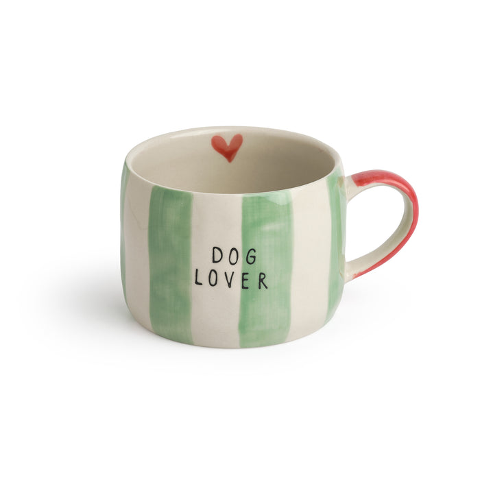 Belly Button Dog Lover Stripe Stoneware Mug