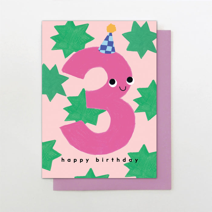 Stop the Clock Age 3 Girl Birthday Card