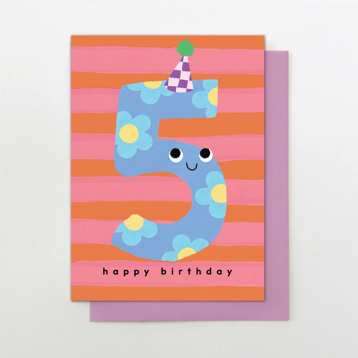 Stop the Clock Age 5 Girl Birthday Card