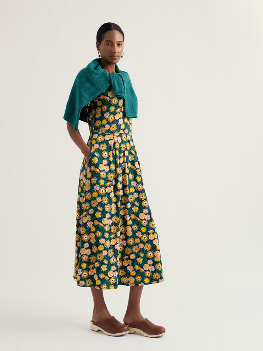Seasalt Women's Veronica Short Sleeve Midi Jersey Midi Dress In Marigold Meadow Inkwell