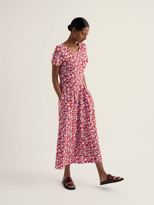 Seasalt Women's Veronica Midi Dress In Posy Press Boat Red