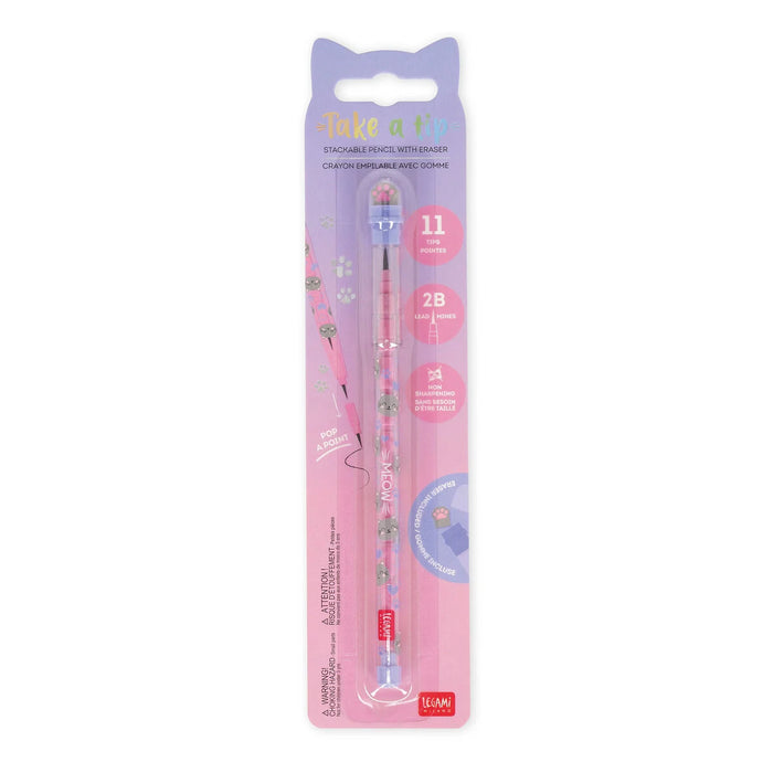 Legami Stackable Pencil With Eraser - Kitty