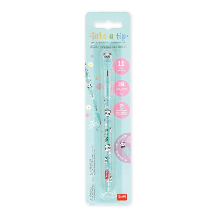 Legami Stackable Pencil With Eraser - Panda