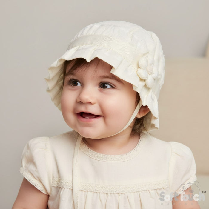 Elegance By Soft Touch Cream Dotty Flower Hat