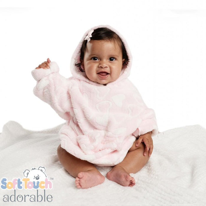 Soft Touch Pink Heart Fleece Baby Hoodie