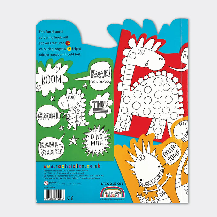 Rachel Ellen Roar-Some Dinosaur Die-Cut Colouring Book With Stickers