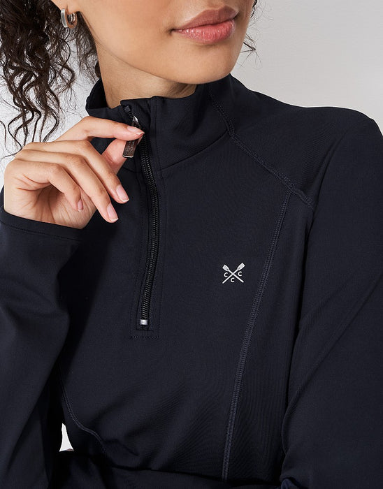 Crew Clothing Women's Activewear Half Zip Top in Navy