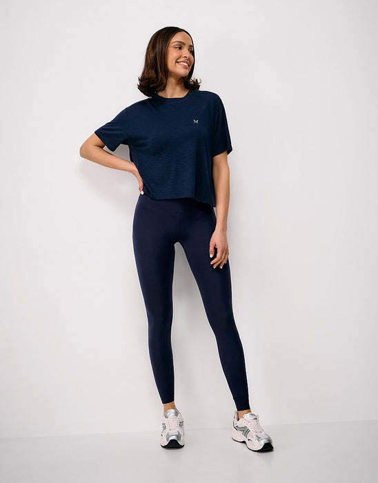 Crew Clothing High Waisted Full Length Leggings in Navy