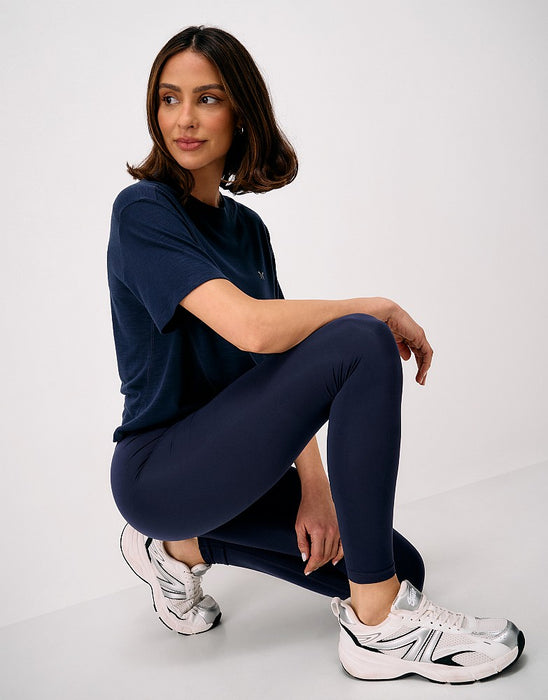 Crew Clothing High Waisted Full Length Leggings in Navy